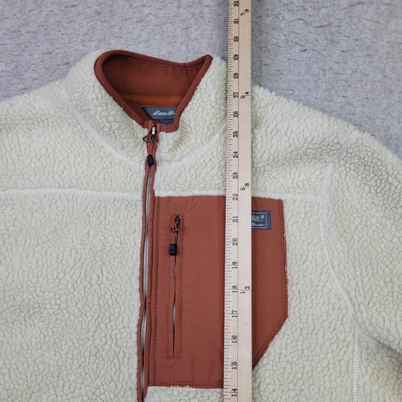 Eddie Bauer Chilali Sherpa Faux Shearling Jacket Men's M Beige Tan Full Zip Hike - Picture 10 of 10
